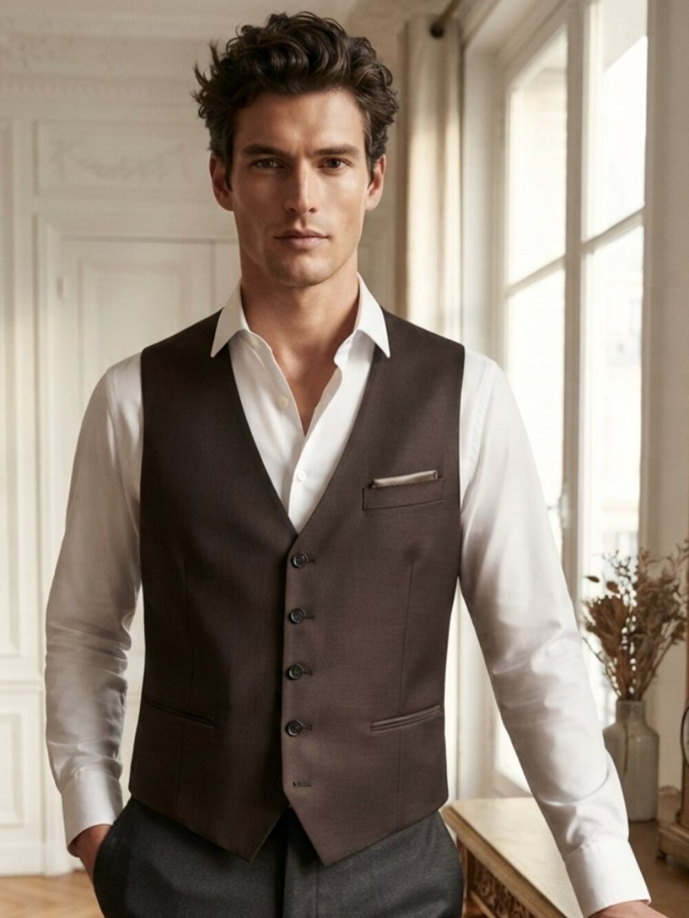 Classic Men's Black Suit Vest - Unbranded Size Large
